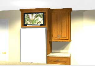 Space over the refrigerator TV